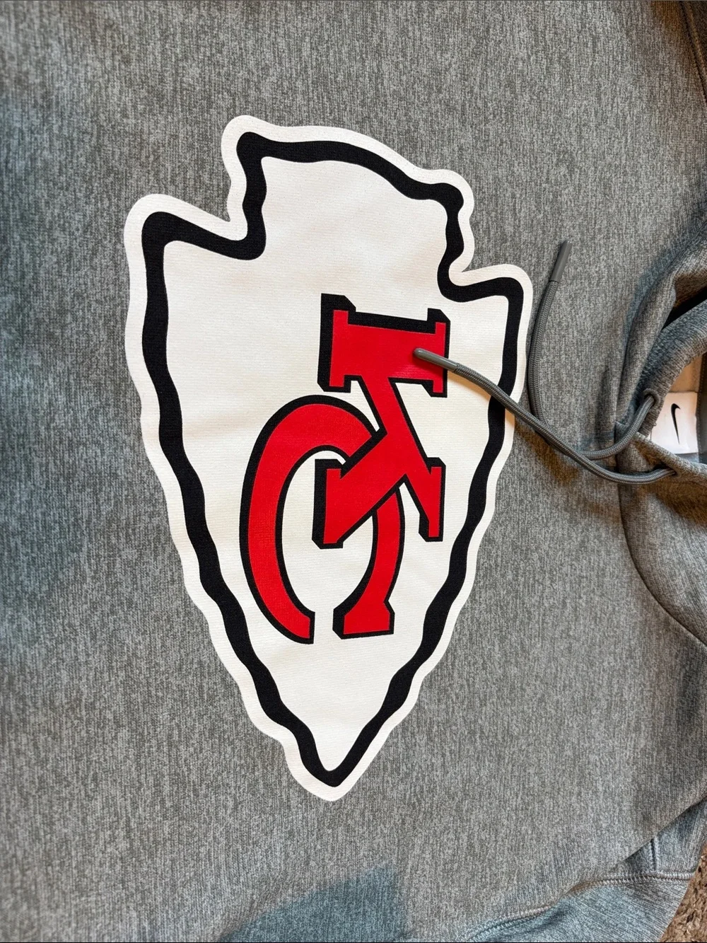 Nike Gray Kansas City Chiefs Crewneck Hoodie with Logo